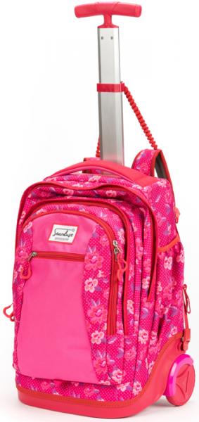2in1 Schulrucksack/Schultrolley pink mit Blumenmuster